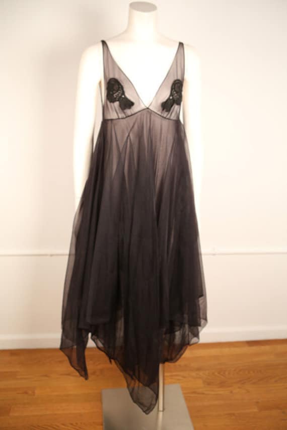 1970s Black Nylon Handkerchief Dress (Sheer)