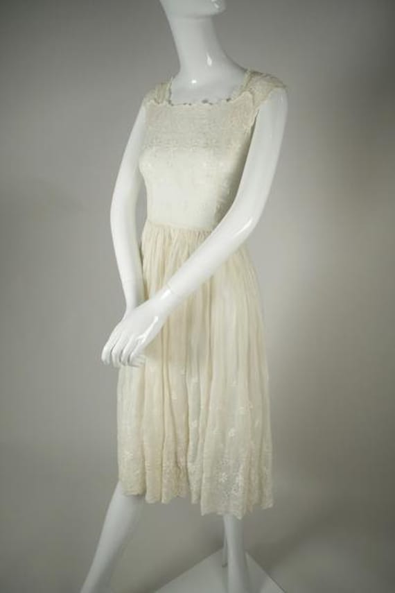 1950s Cotton Voile Tea Dress - image 1