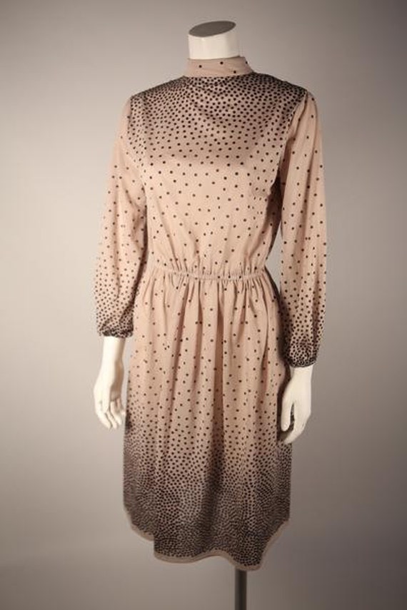 1970s Polka Dot Long Sleeve Dress - image 1