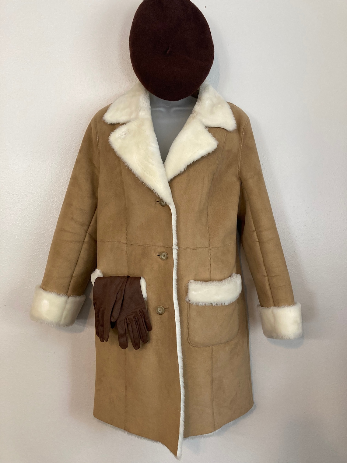 Vintage Ann Taylor Suede and faux fur winter coat | Etsy