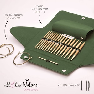 Addi Click Nature olive wood cord needle set 570-7