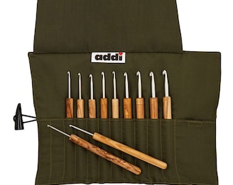 Addi Wrap Juego de gancho de ganchillo de madera de oliva con estuche AD6302