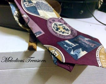 United Colors Of Benetton Vintage Trademark Necktie - Vintage Designer Ties - Retro Silk Tie - Designer Trademark  - Italian Silk Necktie