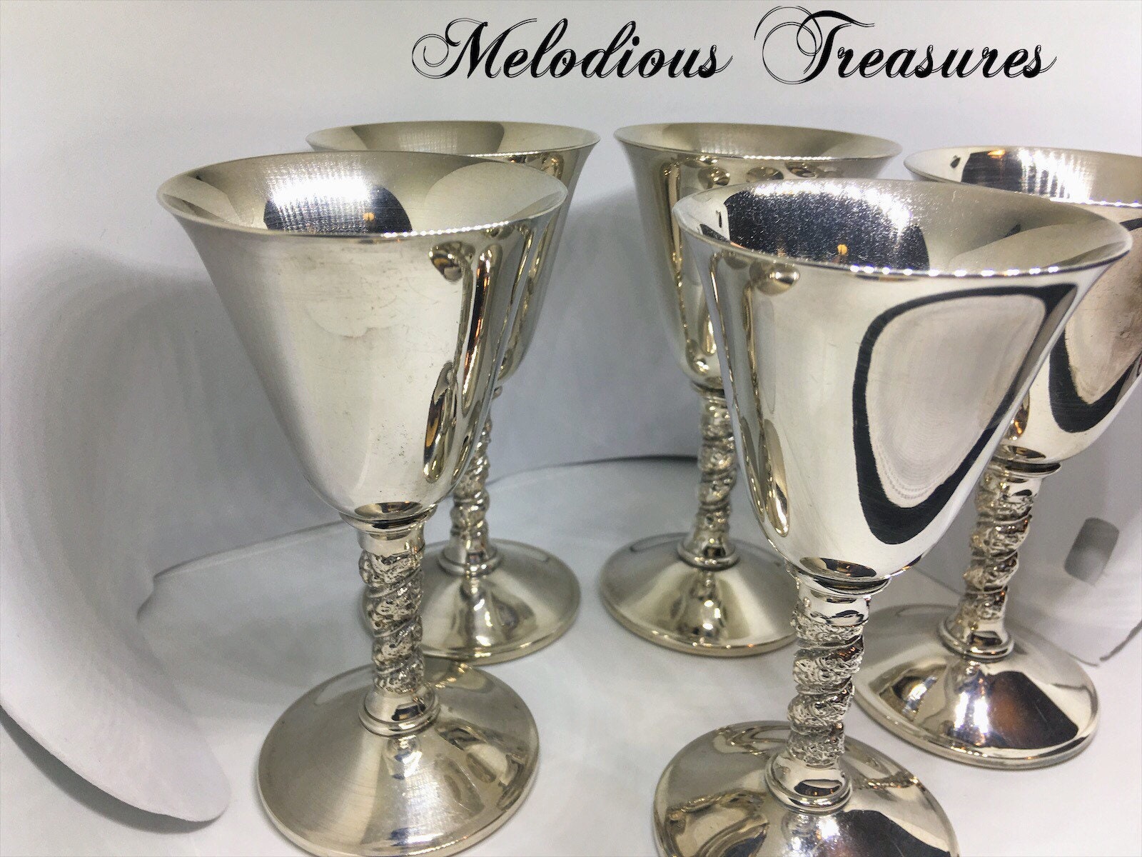 VALERO Silver Plated Spiral Stemmed Wine Goblets Set of 6 Etsy