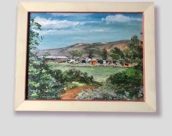 Australian Oil Painting Signed 'Jaylor 73' - Framed Vintage landscape Painting of Nonning Spring School South Australia - Australian Art