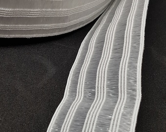 White Non Roll Waistband Elastic, 40mm, Sold per Metre