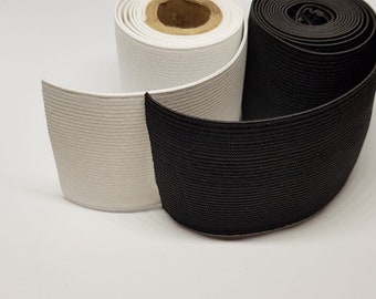 Wide Black or White Elastic, 50mm Waistband Sewing Elastic