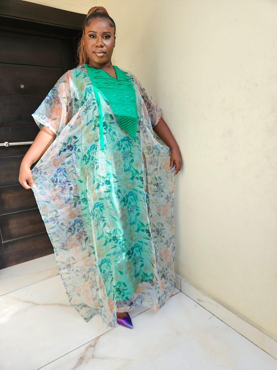 organza dress nigeria Nigeria Organza Boubou With Inner Wear, Nigerian Occasional Green Bubu  Partywear