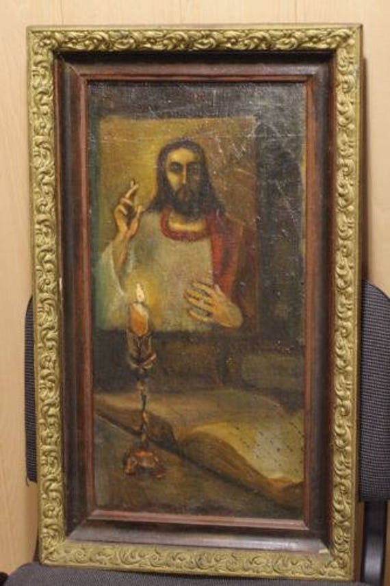 Vintage Old Oil Painting on Canvas Jesus Christ. Very RARE Etsy