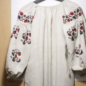 Antique Ukrainian embroidery Women's Flax linen shirt dress