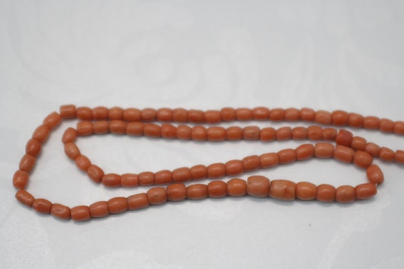 Very OLD Antique vintage clear pink coral beads n… - image 5