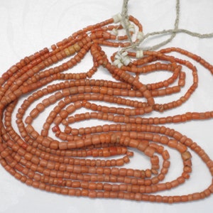 OLD Antique vintage clear pink coral beads necklace saturated color 94.7 grams