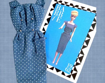 Vintage Barbie Blue Dotted Sheath Dress - Fashion Pak (1962-1963)