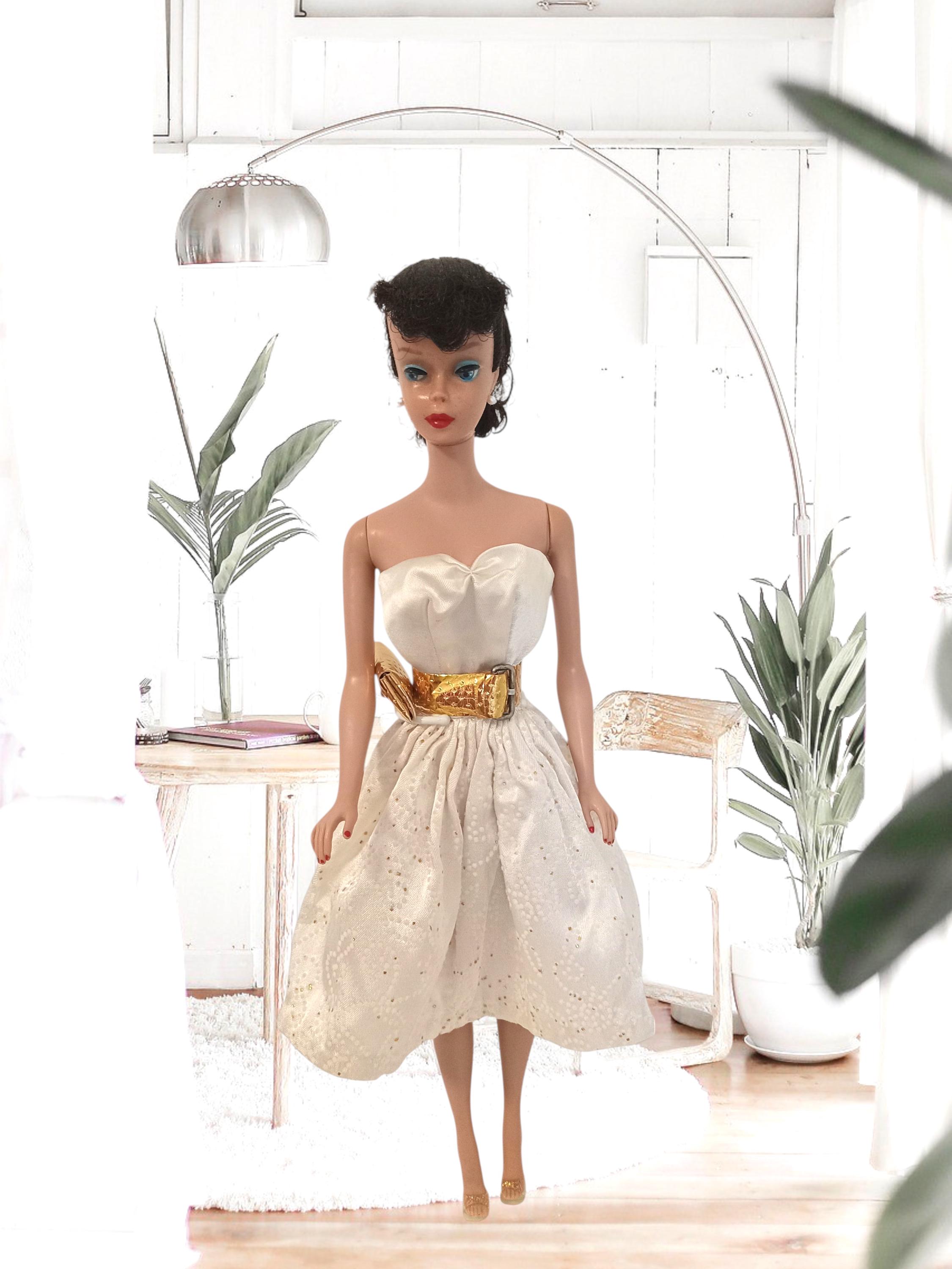 Vintage Barbie COMPLETE Party Date Dress #958 - Gold Glitter Brocade (1963)  - Etsy