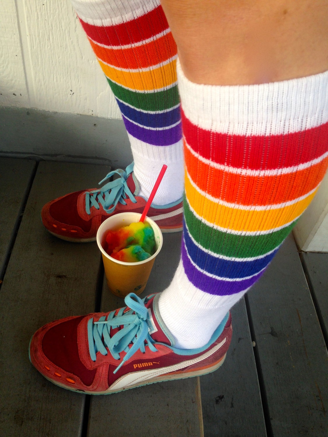 Knee High Rainbow Tube Socks 8 - Etsy