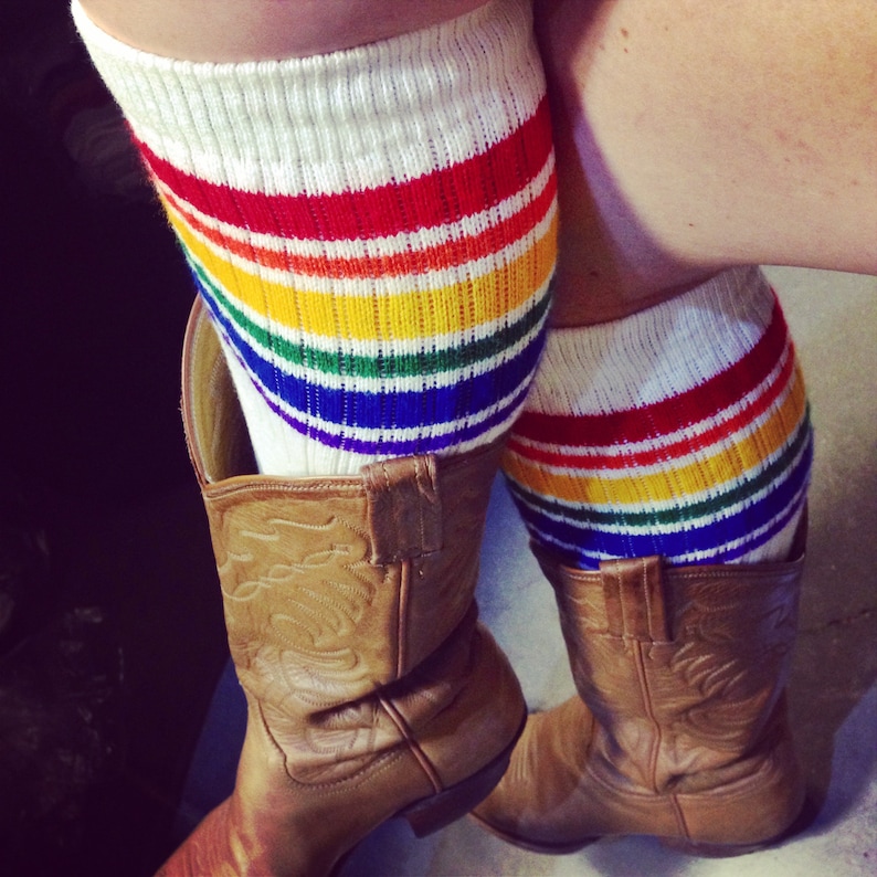 Adult and Youth Under the Knee Retro Tube Socks |  Rainbow Tube Socks | Skate Socks  | Pride Socks 