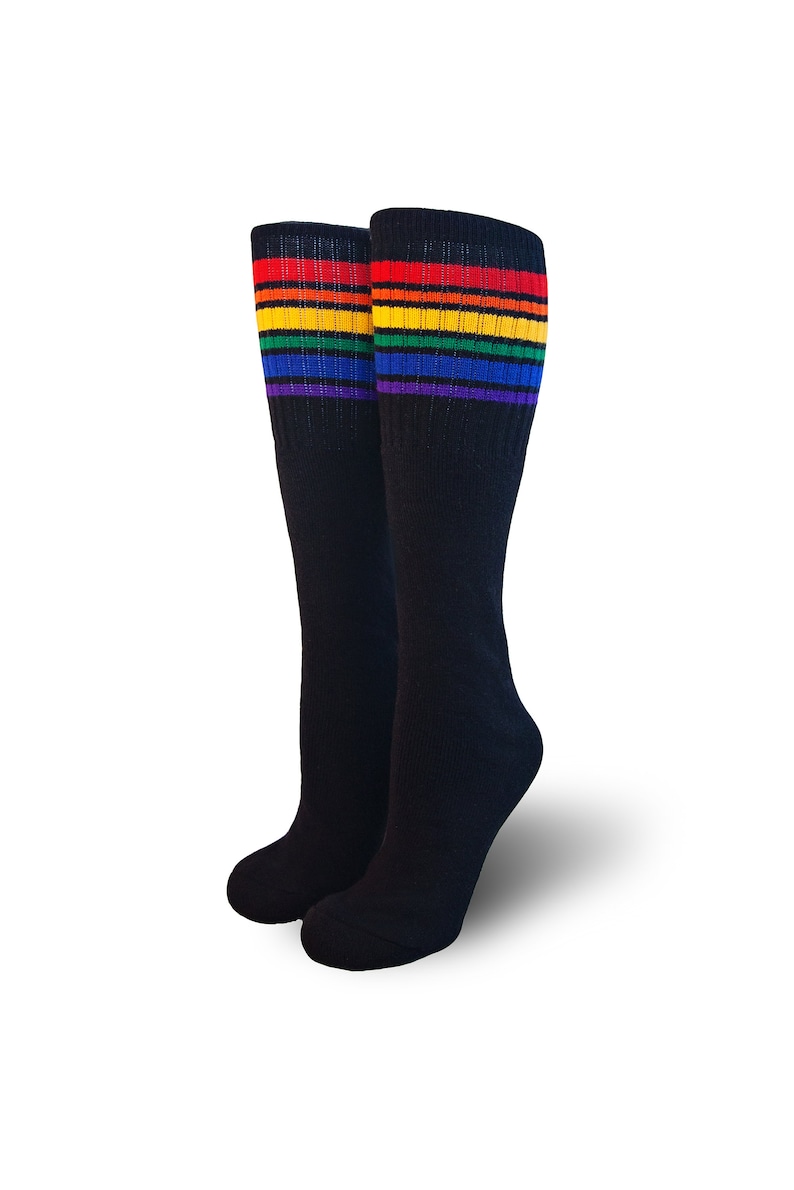 Brave Black Knee High Tube Socks | Rainbow Tube Socks | Adult Socks | Pride Socks 