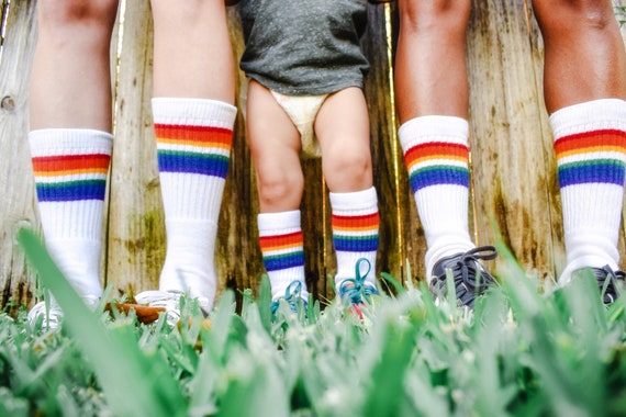 Under the Knee Retro Tube Socks Rainbow Tube Socks Family Socks Pride Socks  -  Canada