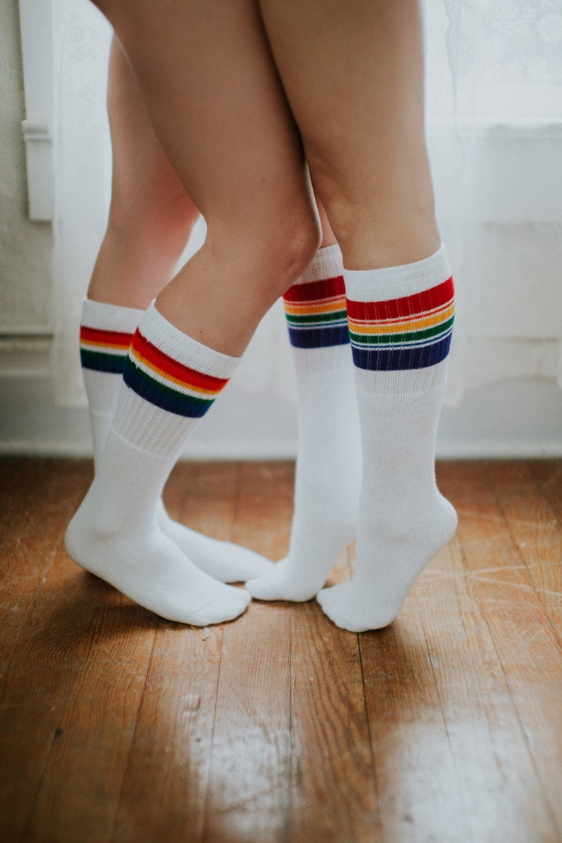 Adult Under the Knee Retro Tube Socks Rainbow Tube Socks Etsy
