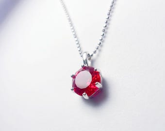 Ruby Pendant Necklace, Sterling Silver, July Birthstone, Minimalist, Birthday, Graduation, Anniversary, Christmas Gift, Pigeon’s blood Ruby