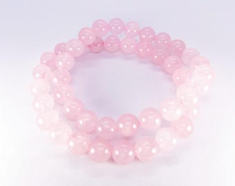 Rose Quartz Bracelet, 8mm Natural Pink Crystal Beads, Love Healing Jewelry, Christmas Birthday Gift for Her, Heart Chakra, Feminine Energy