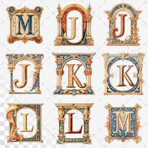 Renaissance Elegance Alphabet | Transparent PNG SVG | Medieval ...