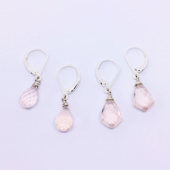 Rose Quartz Earrings, boucles d'oreilles, Rosenquarz Ohrringe, Bridesmaid Earrings, Teardrop Earrings, Sterling Silver, Christmas Gift