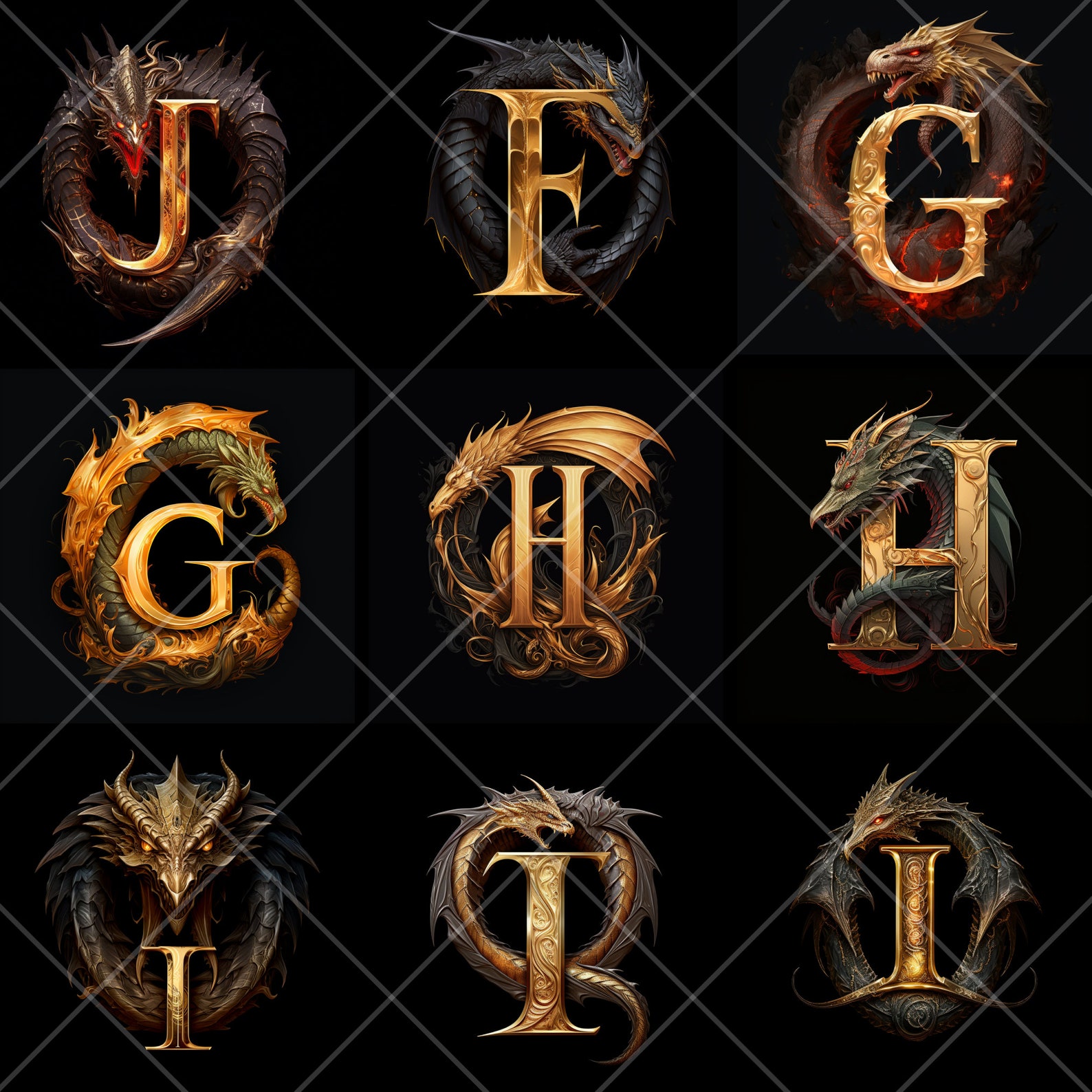 Gold-loving Dragon Alphabet | Halloween Letters | Fantasy Clipart | PNG ...