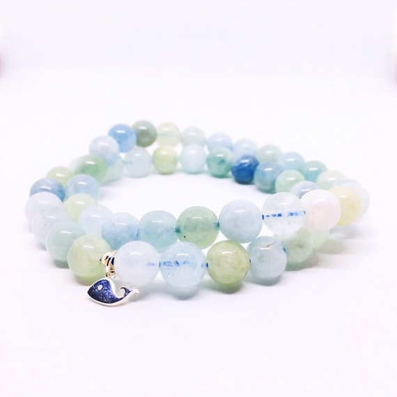 Aquamarine Bracelet, Multi Layer Bracelet, March Birthstone Jewelry, Aquamarin Armband, Green Beryl, Pisces Aries, Christmas Gift for her