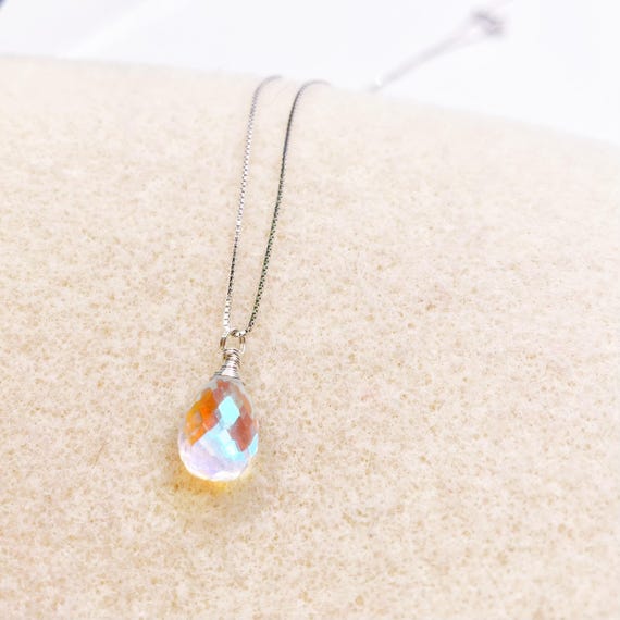 Rainbow Hydro Quartz Necklace, in Sterling Silver