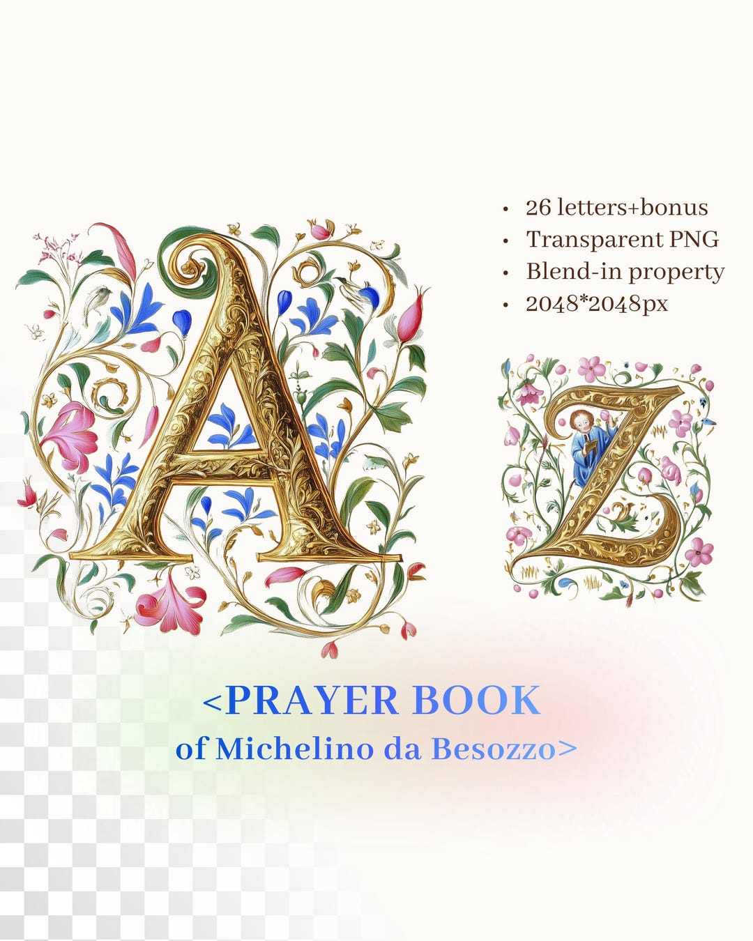 Prayer Book of Michelino Da Besozzo Alphabet | Transparent PNG ...