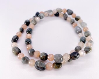 Eagle Eye Beaded Bracelet, with Peach Moonstone, Artistic Jewelry, Unique Christmas Birthday Gifts, Clarity, Focus, New Beginning, Harmony