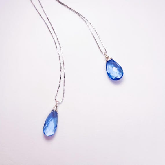 Tanzanite Blue Hydro Quartz Pendant Necklace, in Sterling Silver