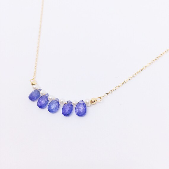 Tanzanite Gold filled Necklace, Tansanit Halskette, Collier Tanzanite, December Birthstone, 8th Anniversary, Christmas Gift Girlfriend