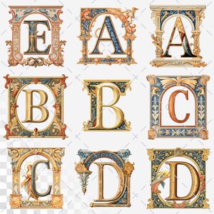 Renaissance Elegance Alphabet | Transparent PNG SVG | Medieval ...