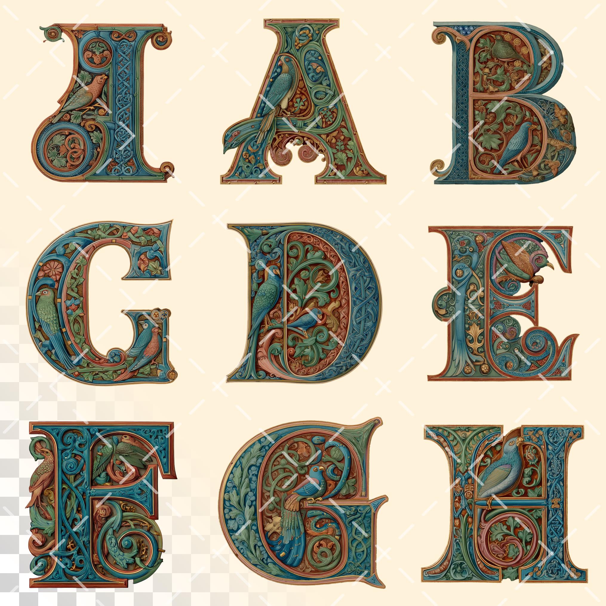 Romanesque Letters Winchester Bible Alphabet | Transparent PNG | Early Medieval Romanesque ...