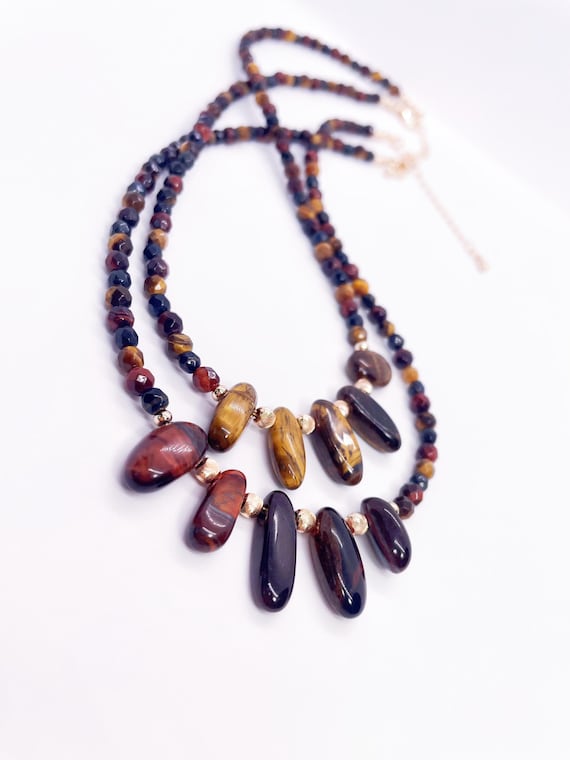 "Courage" Tiger's eye Beaded Choker