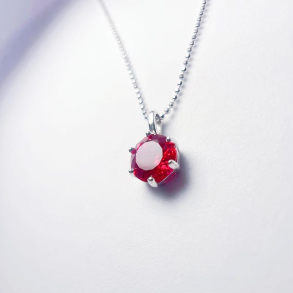 Ruby Pendant Necklace, in Sterling Silver