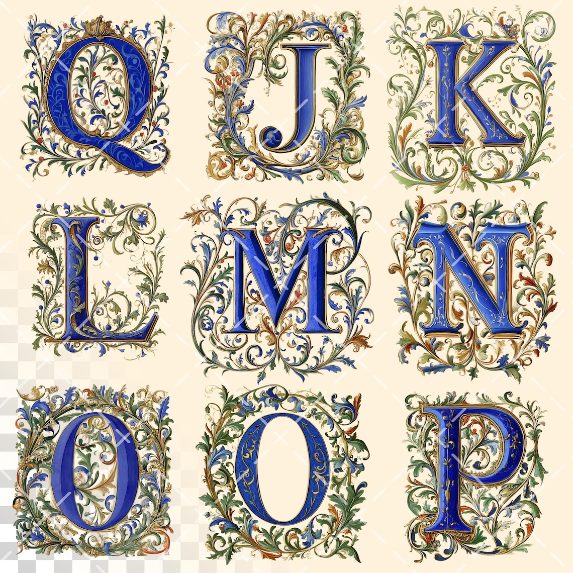 Belles Heures Alphabet 2 | Transparent PNG | Medieval Illuminated ...