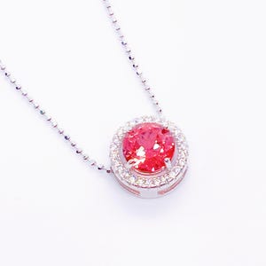 Padparadscha Sapphire Pendant Necklace, Sterling Silver, Lotus Blossom Color, September Birthstone, Birthday, Anniversary, Christmas Present