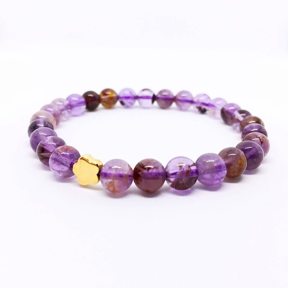 Auralite 23 Bracelet, Auralite Amethyst Bracelet, Rutilated Amethyst Bracelet, Moss Amethyst, Christmas Gift, February, 6th Anniversary