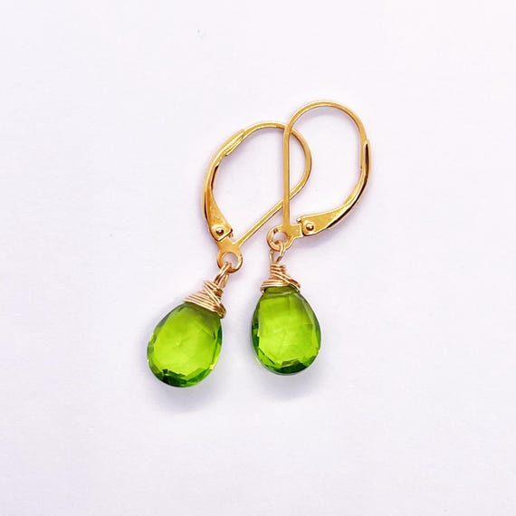 Peridot Green Drop Earrings, in Hydro Quartz & Sterling Silver