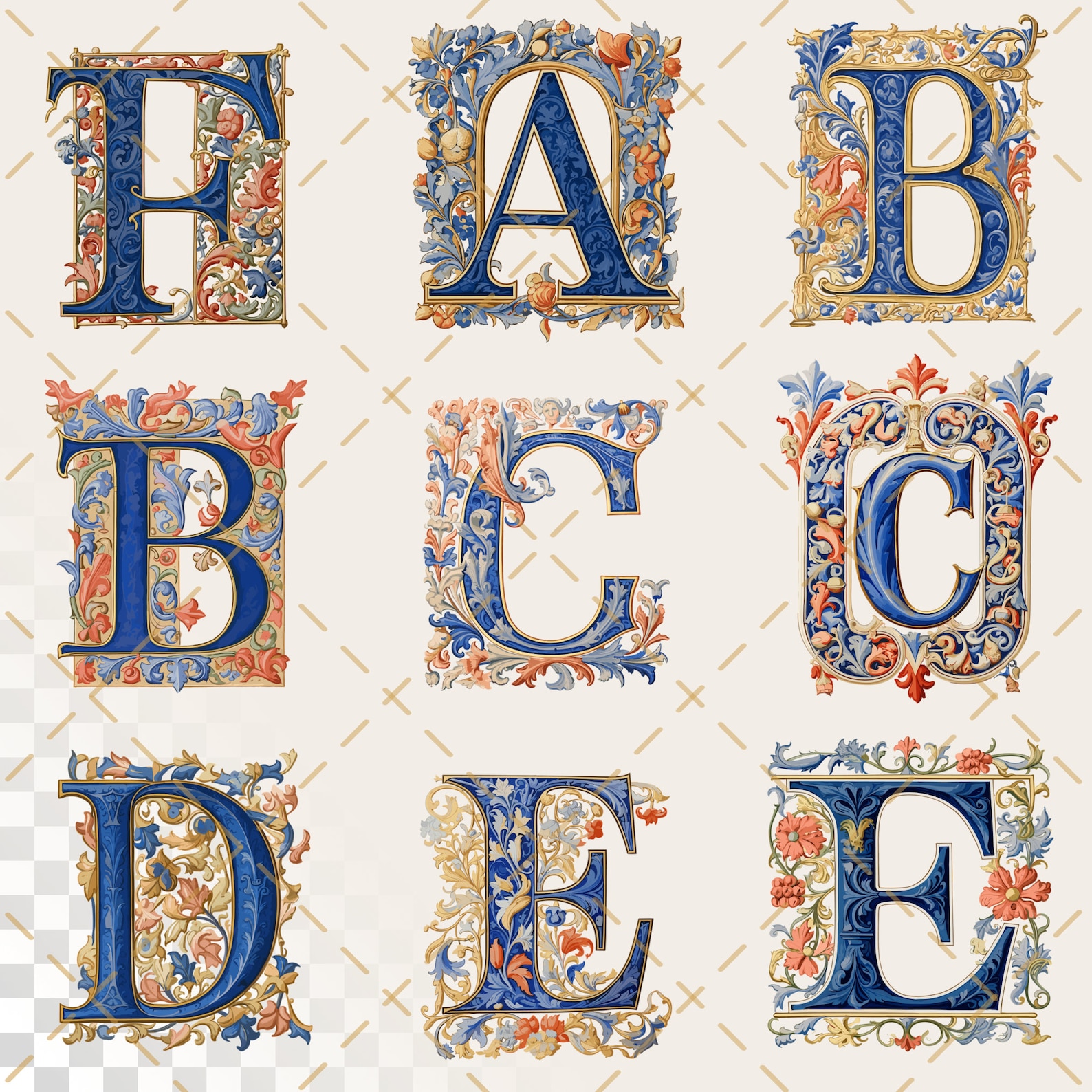 Faith Virtue Alphabet | Transparent PNG SVG | Medieval Illuminated ...