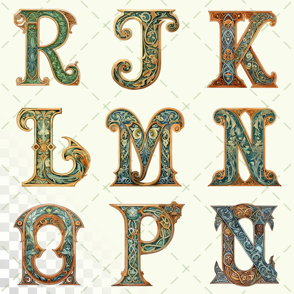 Book of Durrow Alphabet | Transparent PNG SVG | Early Medieval ...