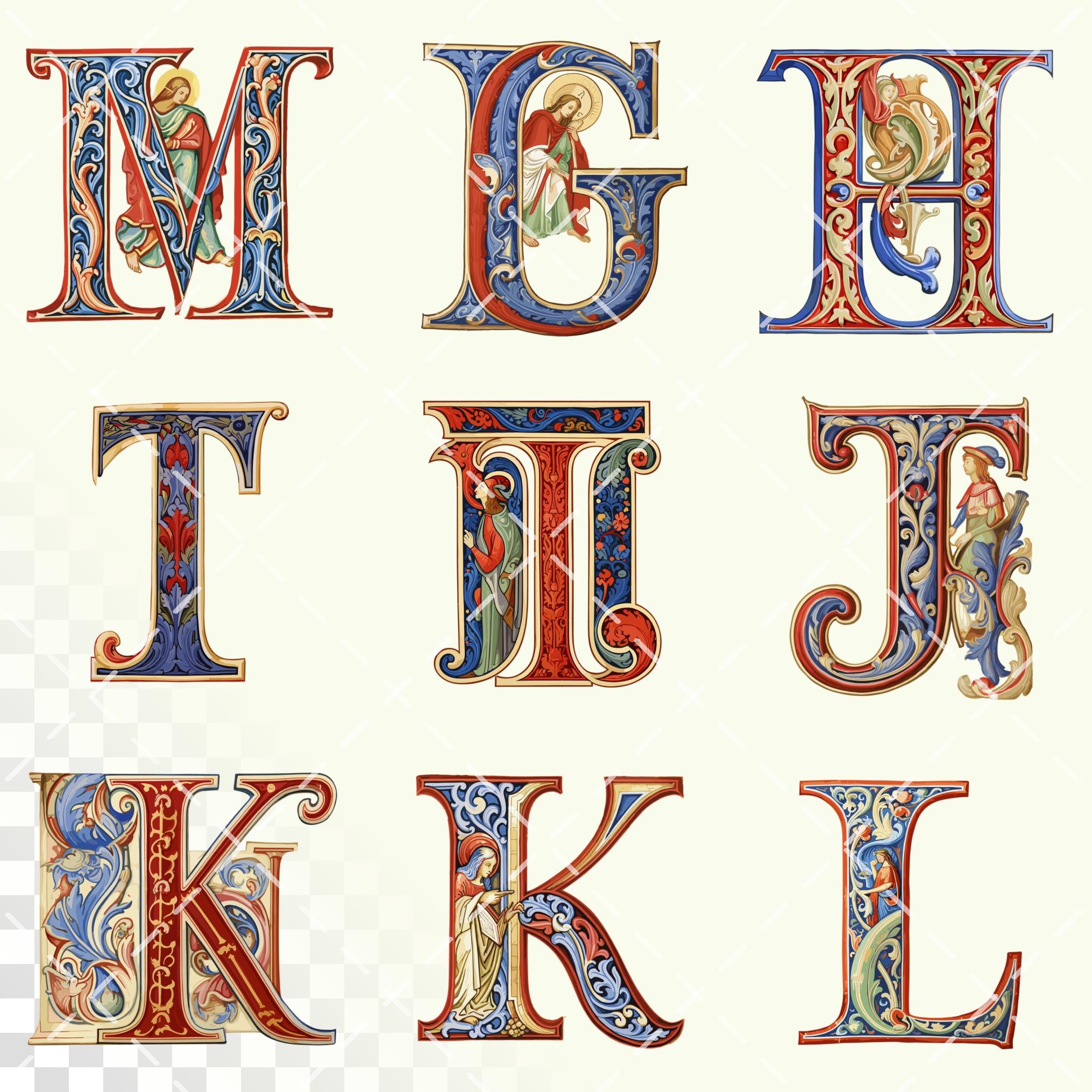 Romanesque Letters St. Albans Psalter Alphabet | Transparent PNG SVG | Early Medieval ...