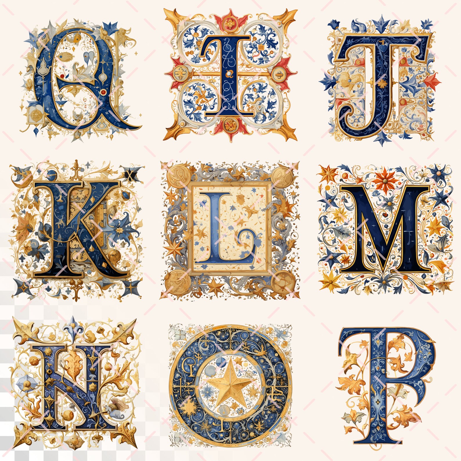 Celestial Star Alphabet | Transparent PNG SVG | Illuminated Letters ...