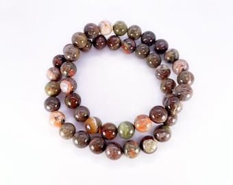 Rainforest Jasper Beaded Bracelet, 8mm Natural Green Rhyolite, Change & Grounding Energy, Earth Stone, Christmas Birthday Gift for Sibling