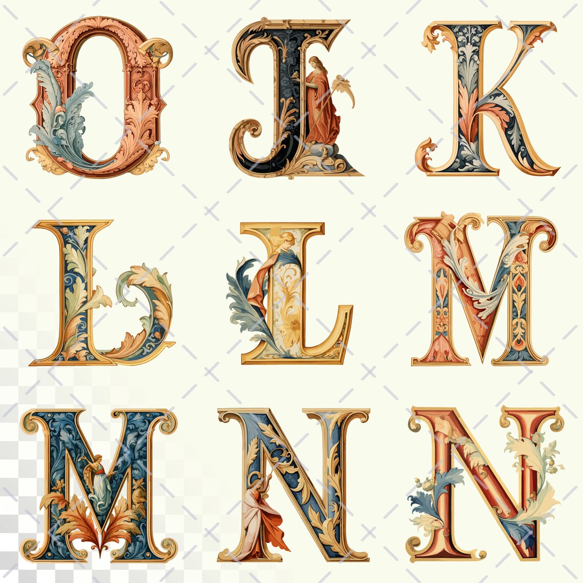 Renaissance Elegance Alphabet | Transparent PNG SVG | Medieval ...
