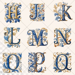 Lapis Blue Alphabet | Transparent PNG SVG Download | Illuminated ...