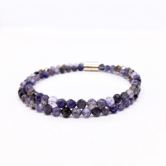 Iolite Bracelet, Dainty Water Sapphire Bracelet, Iolith Armband, Balancing Jewelry, Christmas gift, Unique Gifts, Cordierite, Dichroite